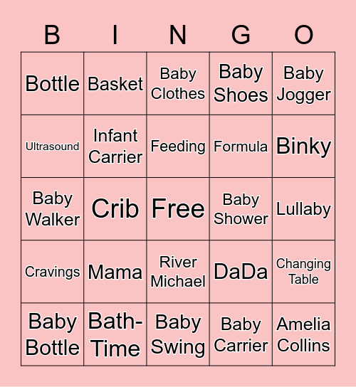 FOX BABY SHOWER BINGO Card