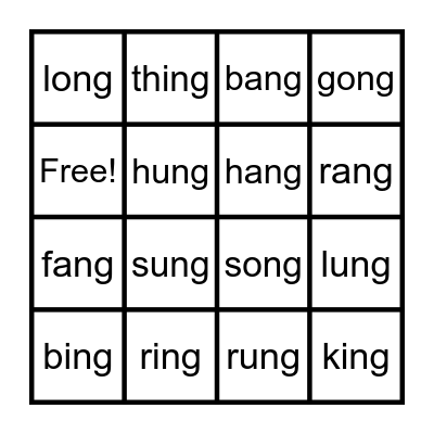 Glued sounds BINGO Card