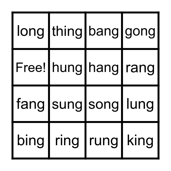 Glued sounds BINGO Card