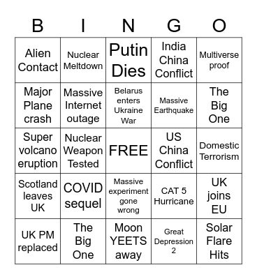 2023 Apocalypse Bingo Card