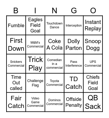PLC Bowl Bash Bingo Card
