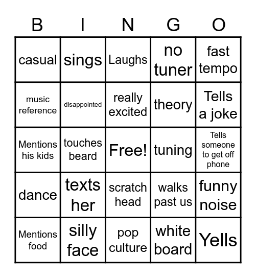 Spider man Bingo Card