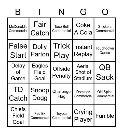 PLC Bowl Bash Bingo Card