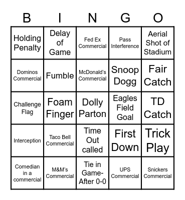 PLC Bowl Bash Bingo Card