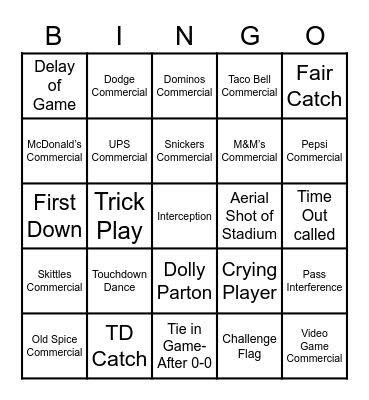 PLC Bowl Bash Bingo Card