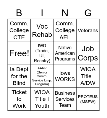 Referral Partner Bing Bingo Card