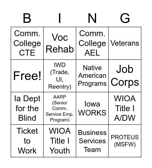 Referral Partner Bing Bingo Card