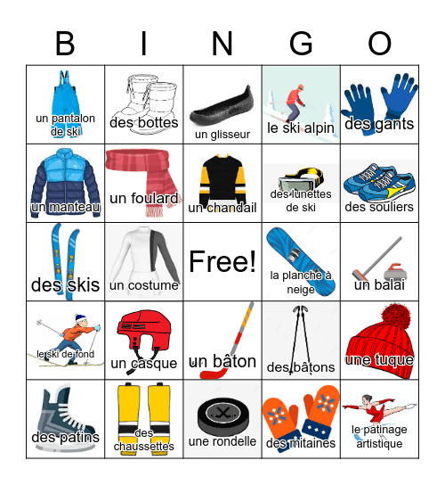 Les sports d'hiver Bingo Card