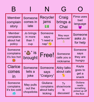 Work Day Bingo! Bingo Card