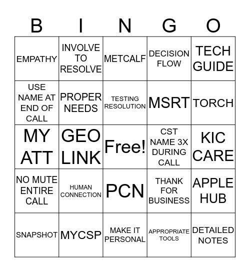 POWER 30 Bingo Card