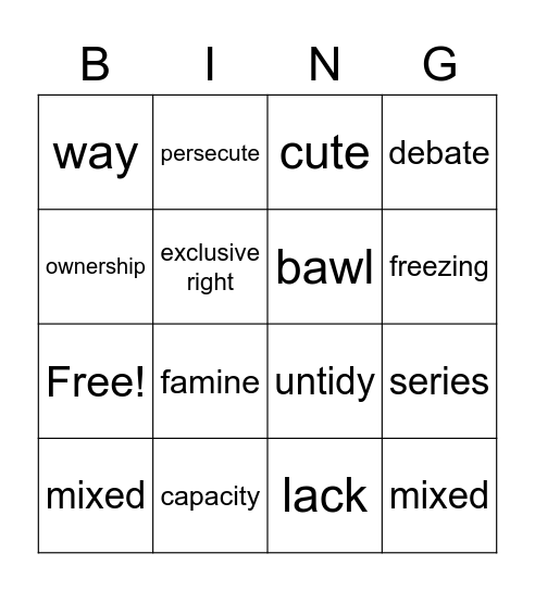 Similar to... Bingo Card