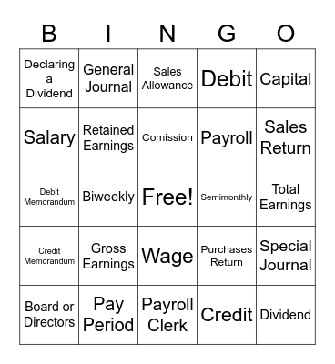 Accounting Bingo Card