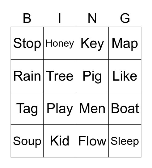 LONG AND SHORT VOWELS Bingo Card