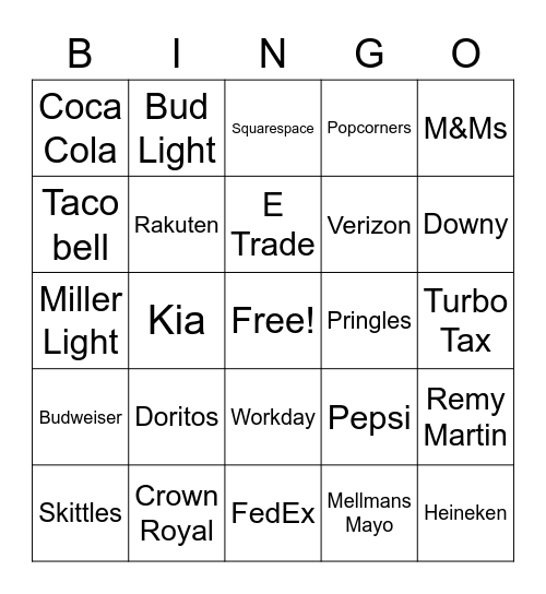 SUPER BOWL LVII Bingo Card