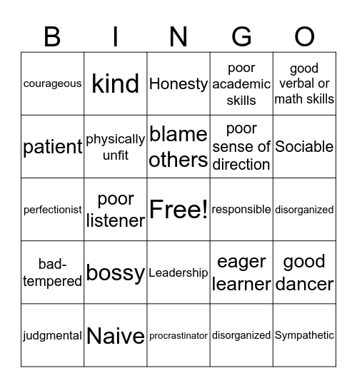 Strengths and Weaknesses Bingo Card