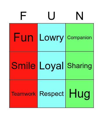 Friendship Bingo Card