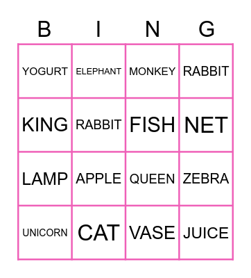 ABC Bingo Card