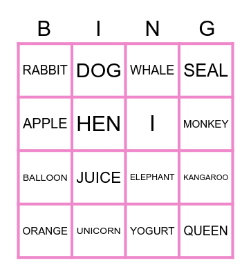 ABC BINGO! Bingo Card