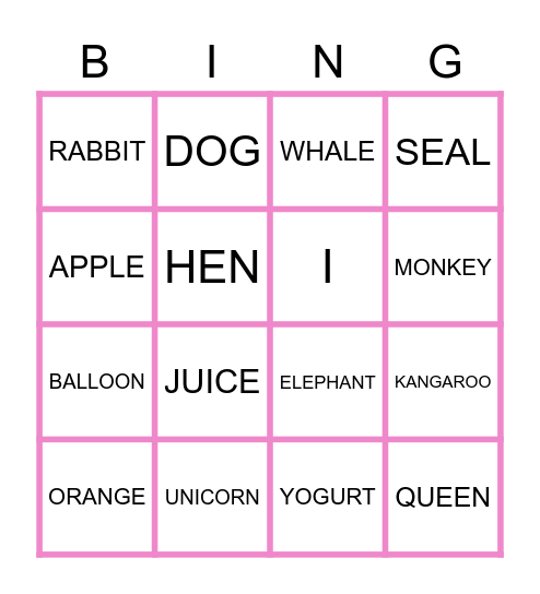 ABC BINGO! Bingo Card