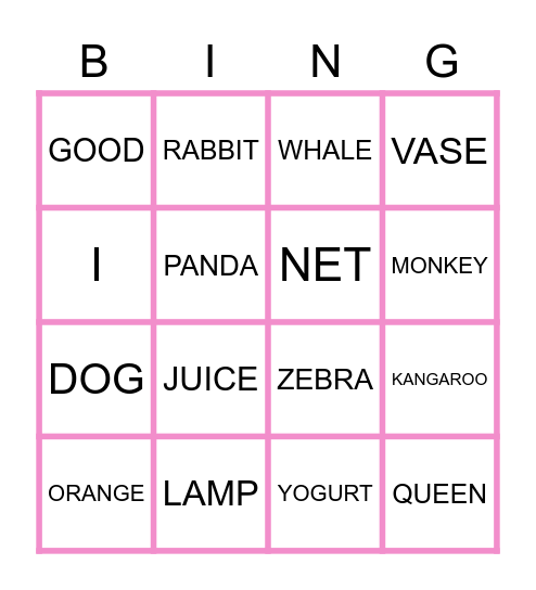 ABC BINGO Card