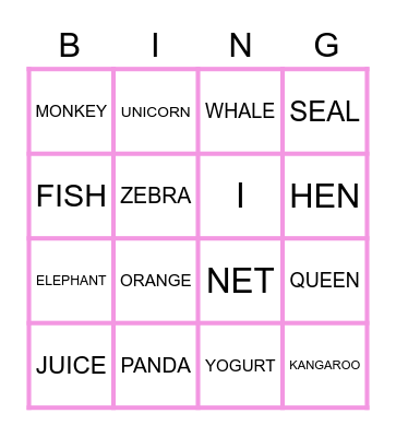 ABC BINGO! Bingo Card