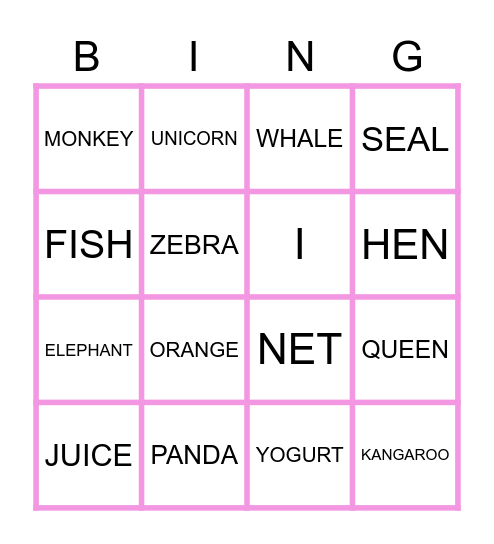 ABC BINGO! Bingo Card