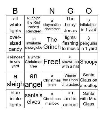 Christmas Lights Bingo! Bingo Card