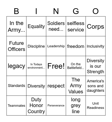 Dinner Bingo Card