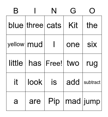 Sight words Bingo Card