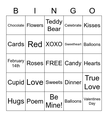 Valentine's Day Bingo Card