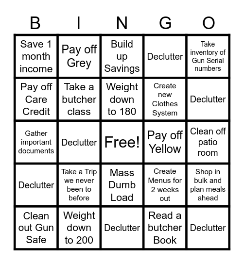 2023 New Years Resolution Bingo Card