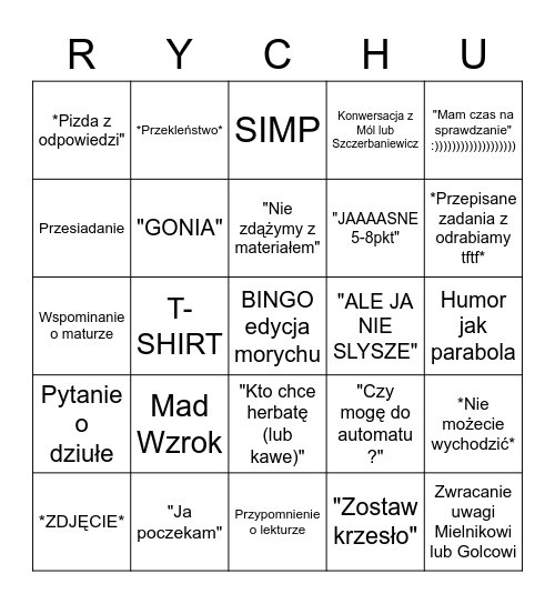 Bingo edycja POLSKI Bingo Card