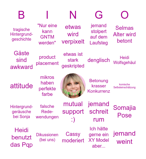 GNTM 2023 Bingo Card