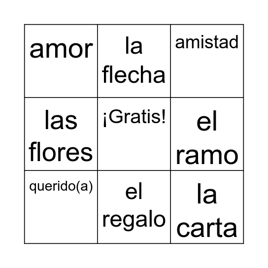 San Valentín Bingo Card