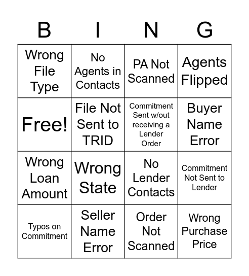 Untitled Bingo Card