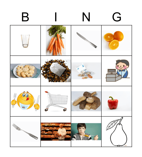 Woorden thema 'eten' Bingo Card