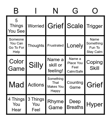Elementary Mental Health Bingo Card