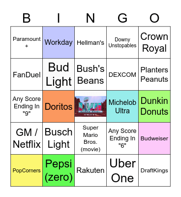 SUPER BOWL COMMERCIAL BINGO 2023 Bingo Card