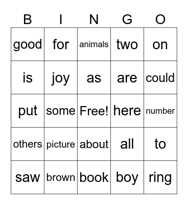 sight words lesson 1-5 Bingo Card