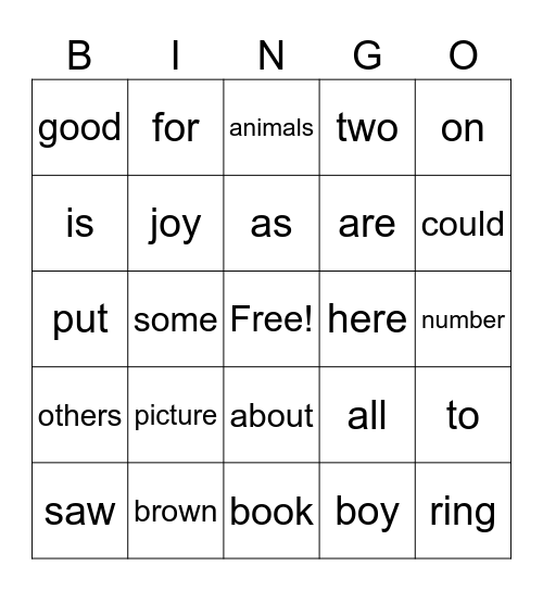 sight words lesson 1-5 Bingo Card