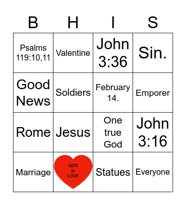 GOD IS LOvE Bingo Card