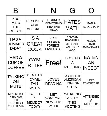 ORS FRI-YAY BINGO! Bingo Card