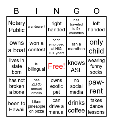 Wacky Western Bingo Card