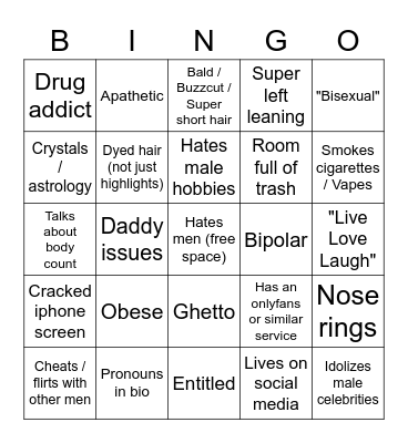 Women Red Flag Bingo Card