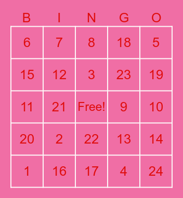 Valentines bingo Card