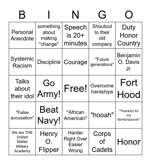 Flipper Dinner Bingo Card