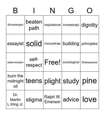What's Your Life's Blueprint? Bingo Card