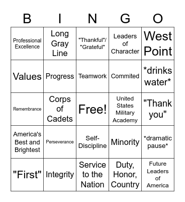 Flipper Dinner Bingo Card