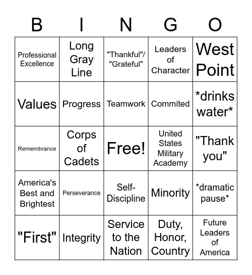 Flipper Dinner Bingo Card