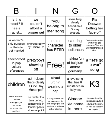 Dutch musical bingo Card